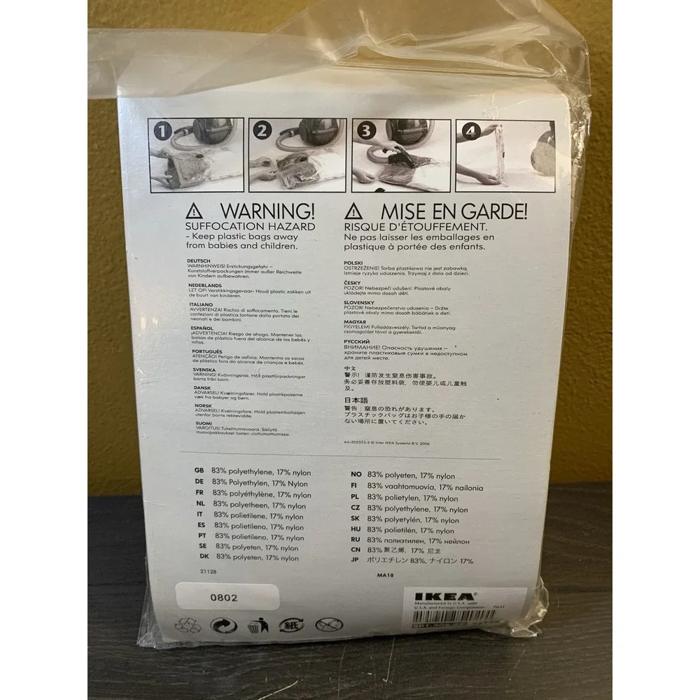 IKEA HAJDEBY Vaccum Storage Bag. 2x Sealed Bags 56cm‎ X 57cm - New